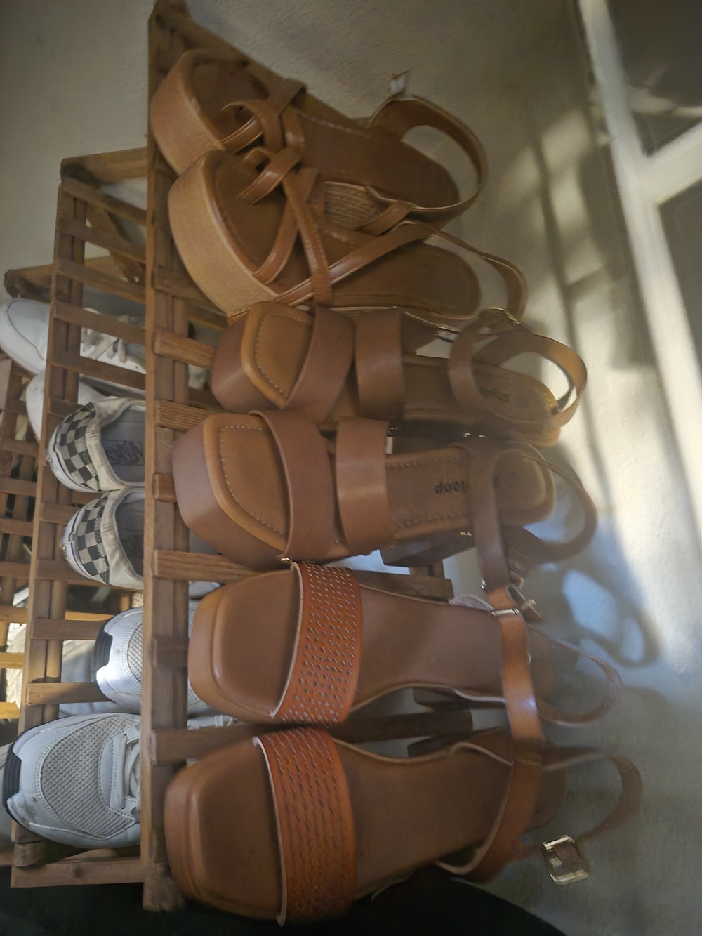 SHEIN Brown Strappy Platform Wedge Sandals